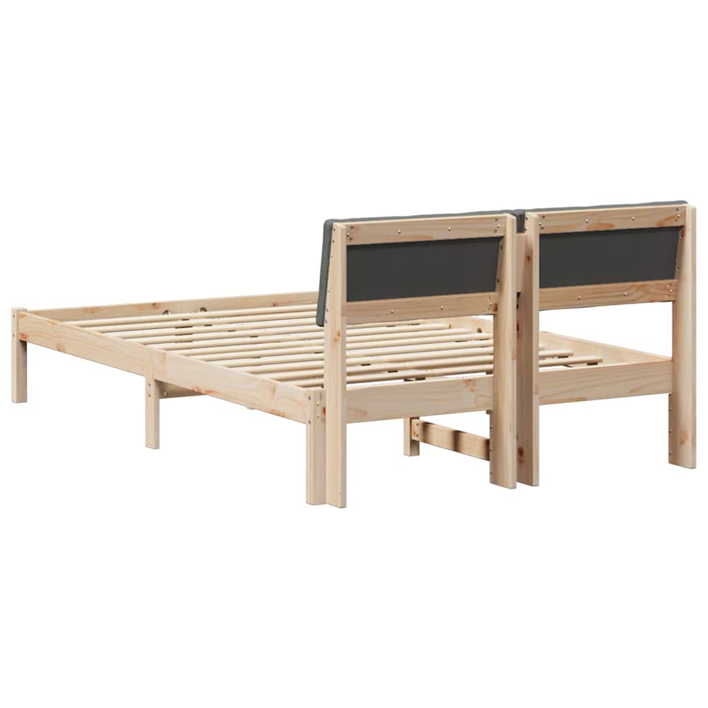 Bed frame Brown and dark grey 120 x 200 cm Solid pine wood